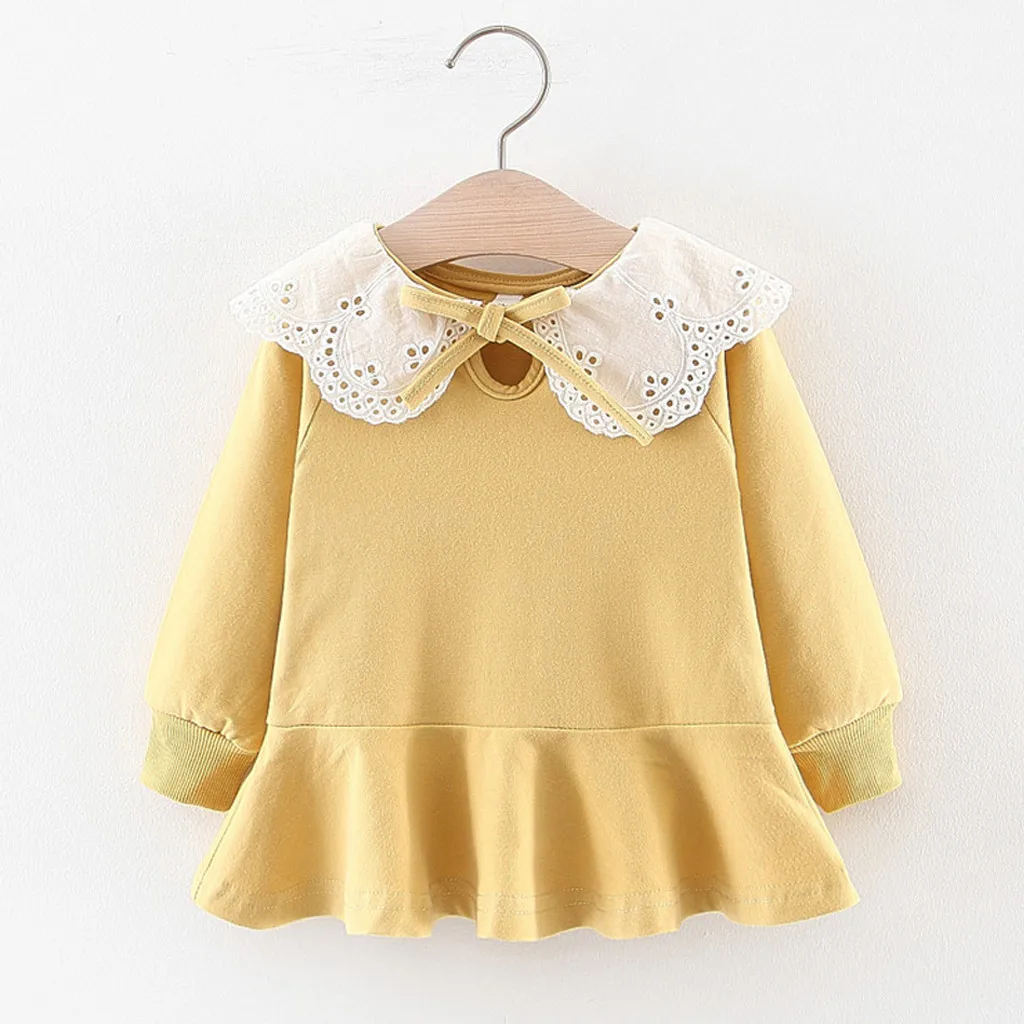 Зимнее платье для девочек одежда с длинными рукавами Повседневные платья рюшами