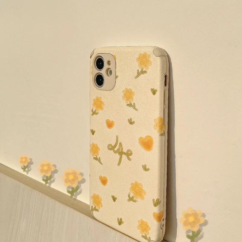 retro sweet daisy embossing art korean phone case for iphone 11 12 pro max xr xs max 7 8 plus x 7plus case cute soft back cover free global shipping