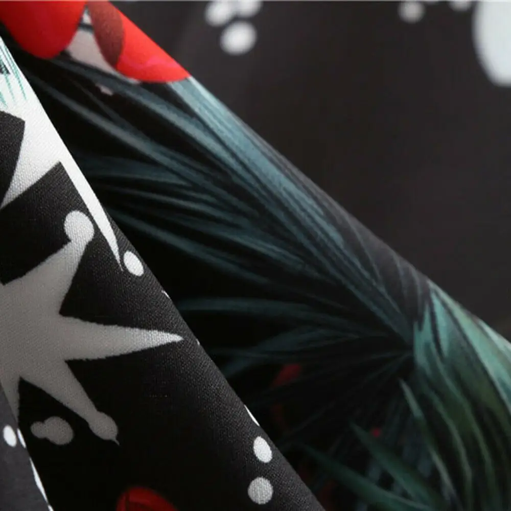 

Fashion Womens Long Sleeve Christmas Musical Notes Print Vintage Flare Dress