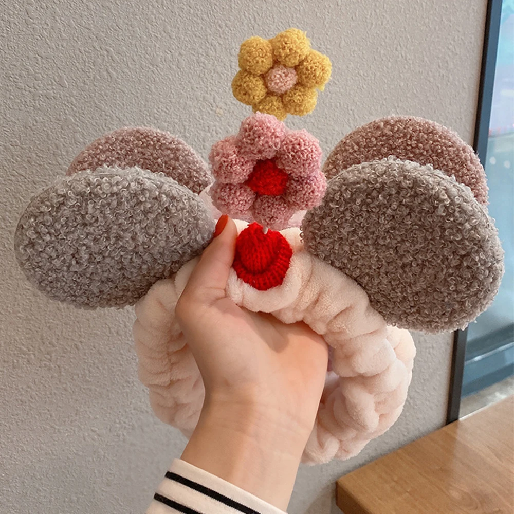 Женская повязка на голову милый маленький цветок плюш удобный для мытья лица