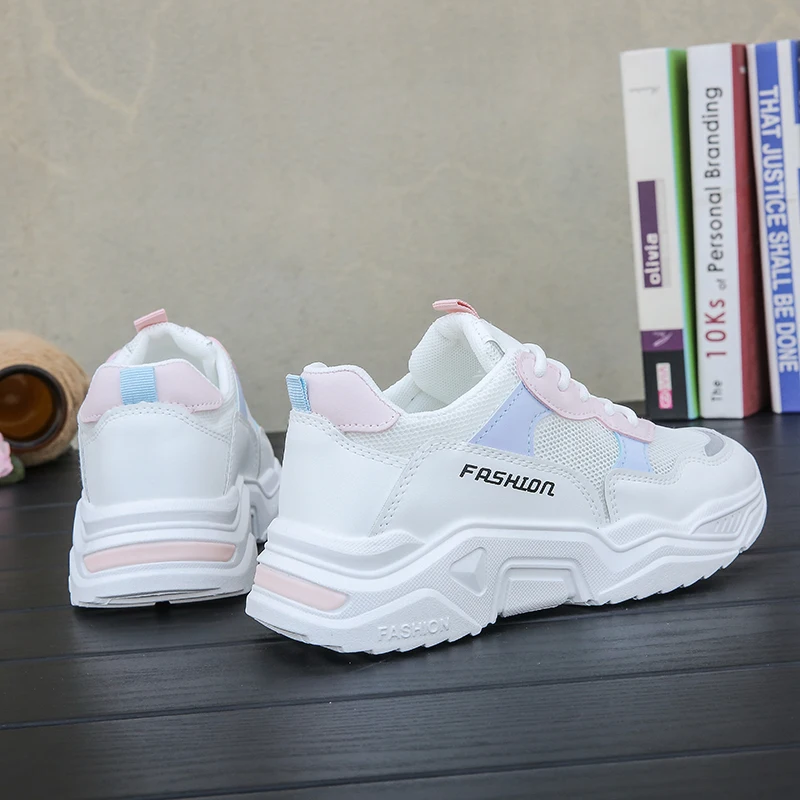 

2021 New Women Chunky Sneakers Casual Platform Shoes Spring Summer Sports Running Shoes Female Harajuku Vulcanized Shoes White