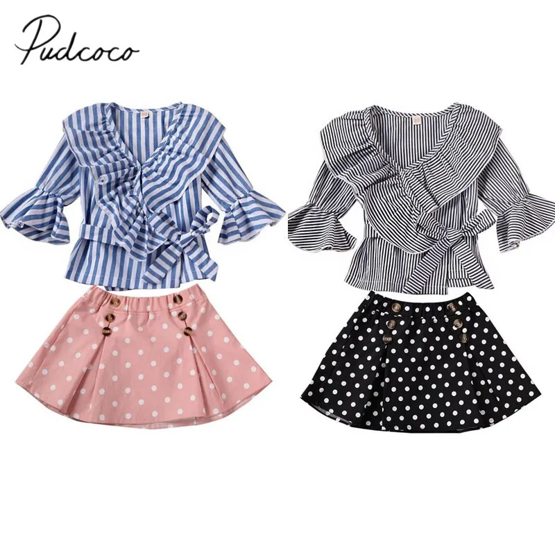 Весна Осень 2020 детская одежда детское платье для маленьких девочек полосатый топ