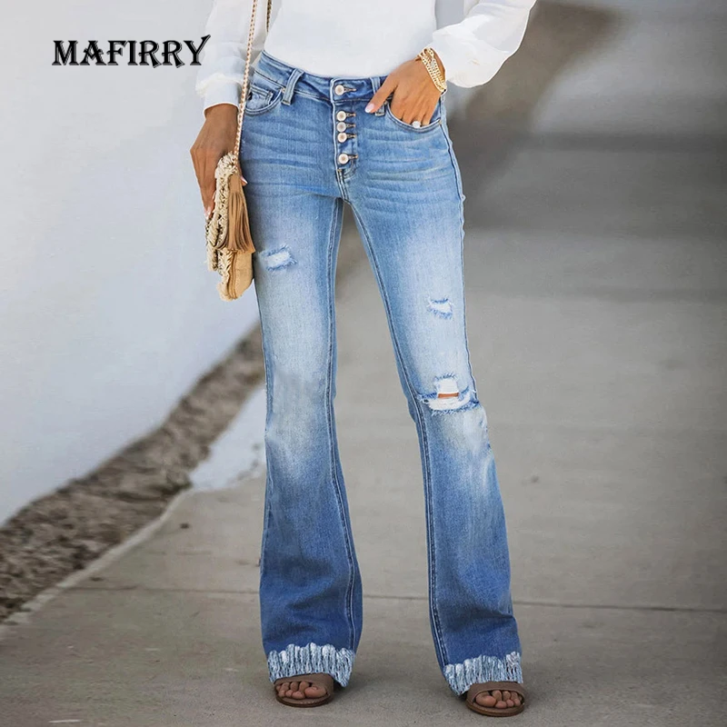 

Женские прямые джинсы с бахромой, офисные брюки из денима с высокой талией, на пуговицах, с карманами, 2021