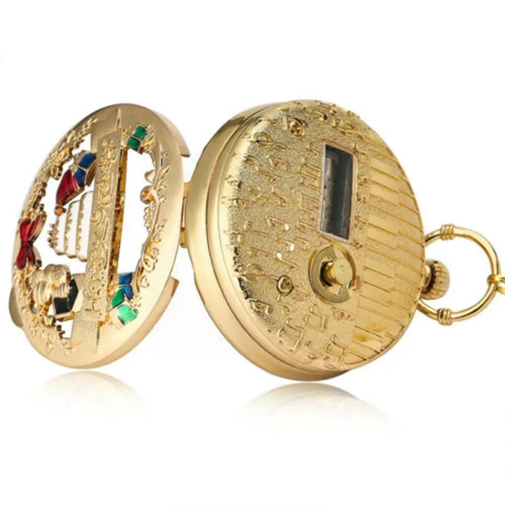 

Retro Musical Quartz Pocket Watch Melody Hollow Pendant Chain Necklace Pocket Watches Souvenir Best Gifts for Men Women Kid O2X9