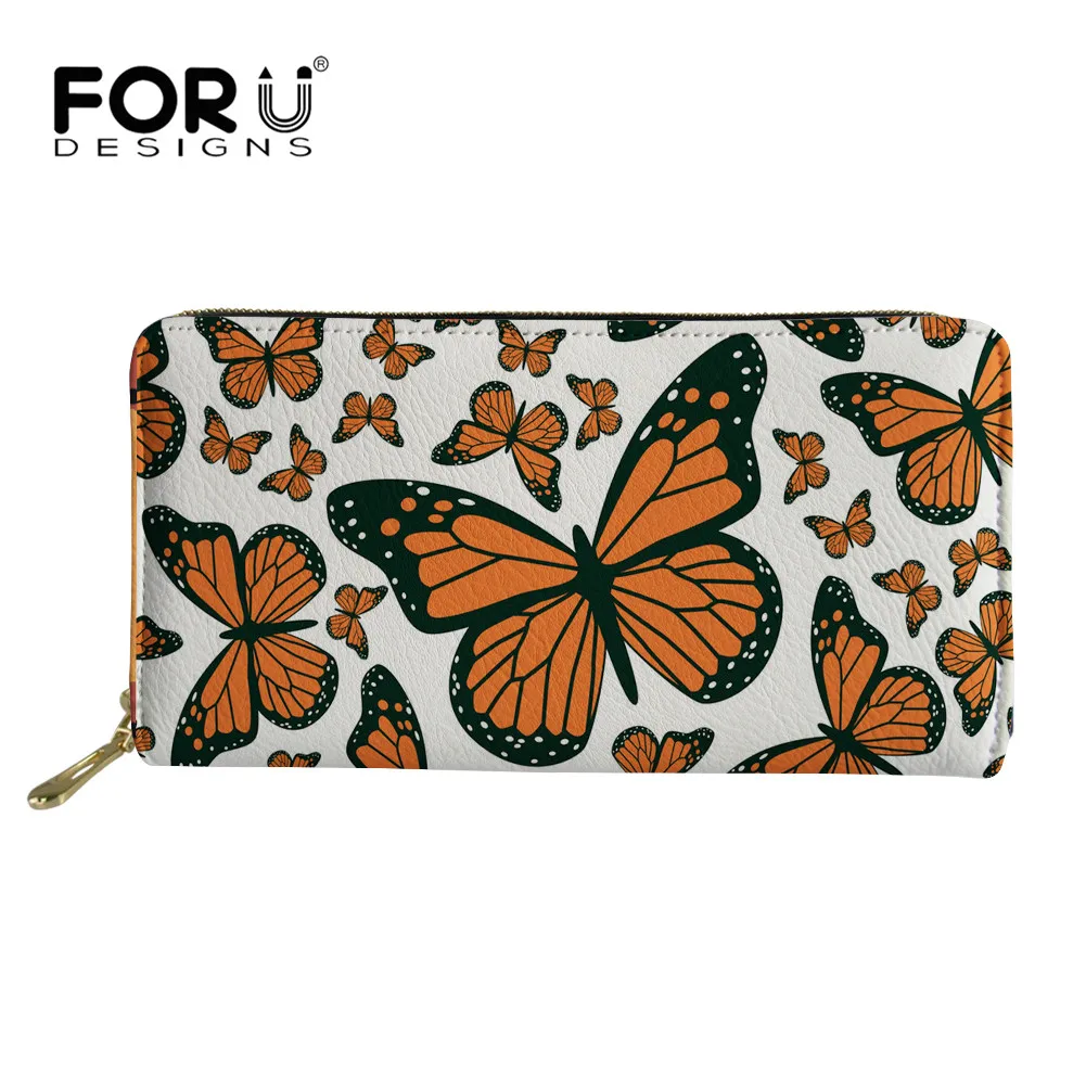 

FORUDESIGNS Beautiful Butterfly Pattern Female Wallet Travel Lady Money Bags Card Holder Coin Cases Cash Waterproof Pu Purse