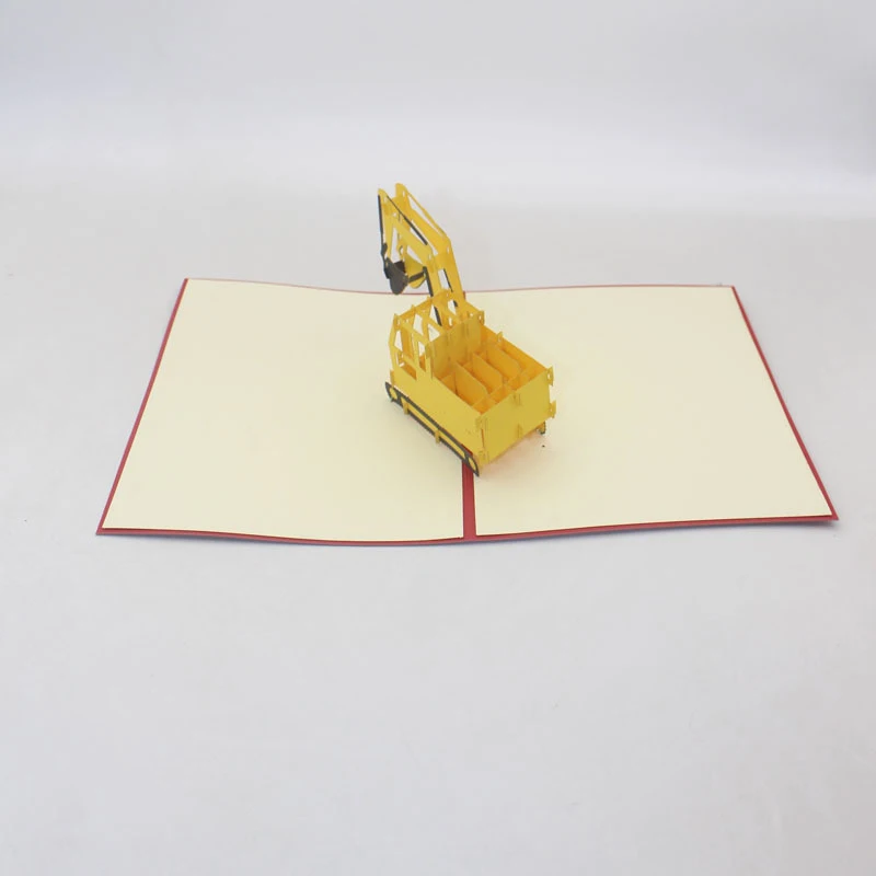 3D лазерная резка желтого экскаватора ручной работы Лопата бумажная