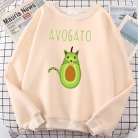 ladies sweatshirts avocado becomes a long tail cat print top females fashion plus size sweater harajuku kawaii fruit woman hoody