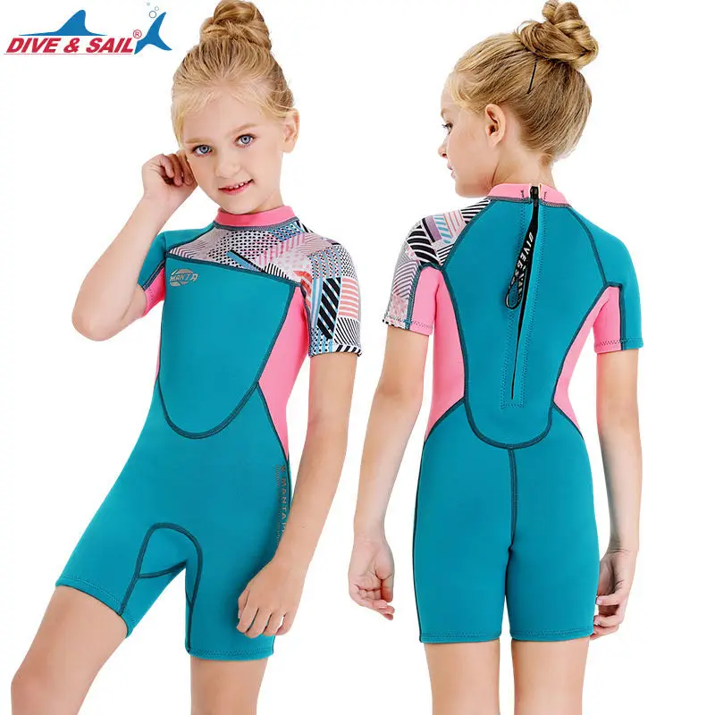 Новейший слитный Детский комбинезон для дайвинга 2 5 мм с коротким рукавом