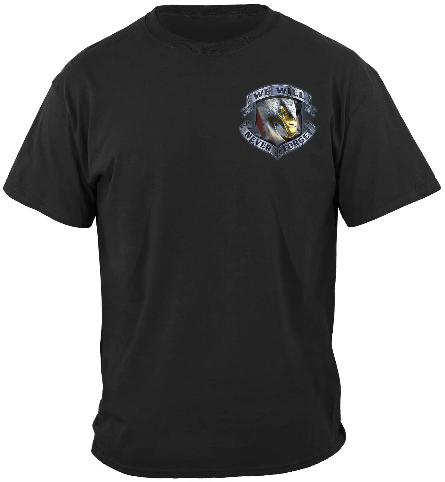 

US Military Freedom Is Never Free USA Flag Eagles Men T-Shirt 100% Cotton Black