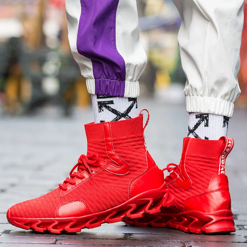 Высокие кроссовки для бега мужские носки спортивные ботинки мужчин уличные