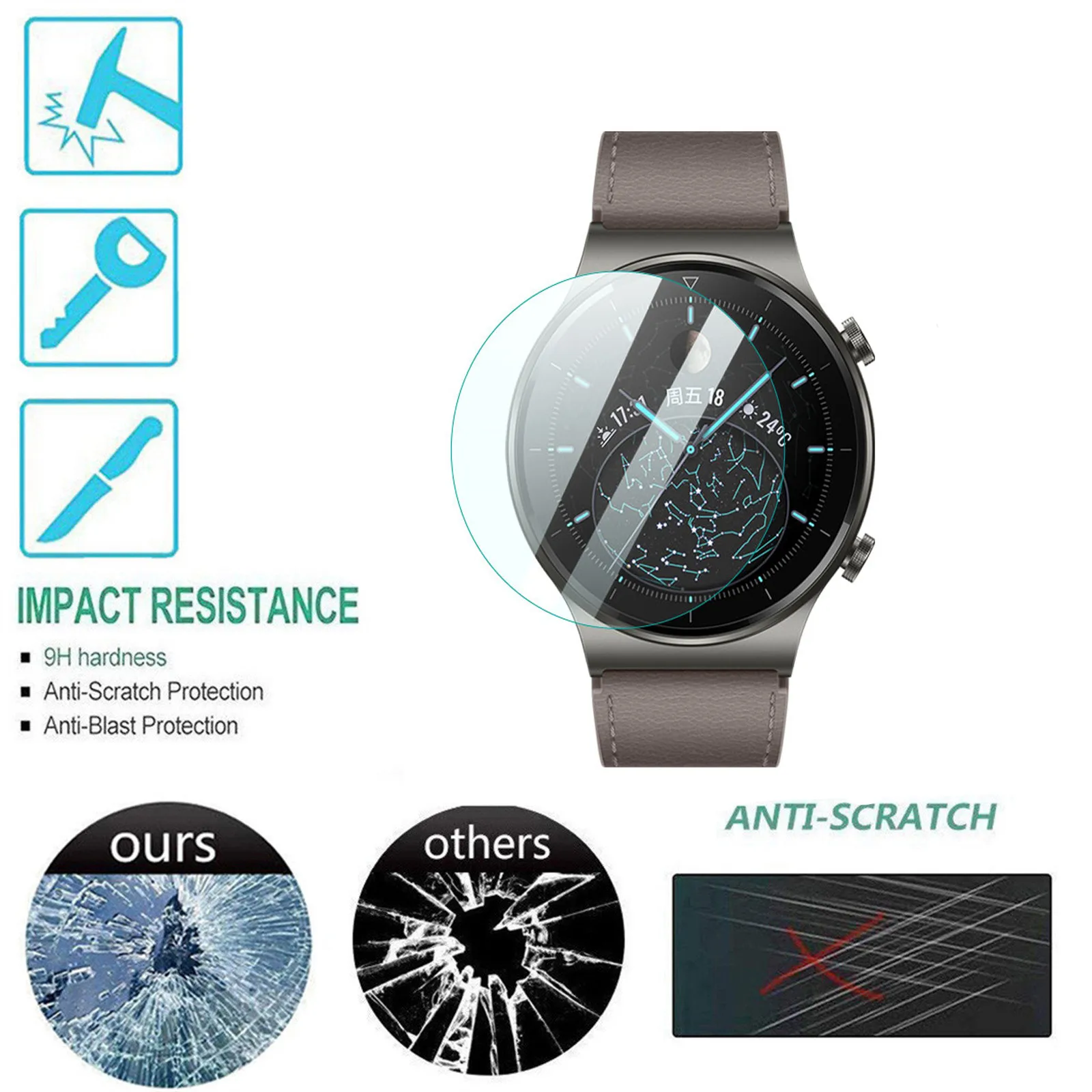 1/3/5 шт. Смарт часы из закаленного стекла Защитная пленка для Huawei Gt 2 Pro спортивные
