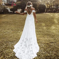 whiteivory lace wedding dress 2021 sexy spaghetti strap boho wedding dress split boho wedding gown bridal dress