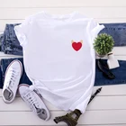Женская футболка в стиле Харадзюку, Повседневная футболка с принтом в виде сердца и коротким рукавом, лето 2021