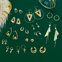 2020 fashion tiny hoop earrings for women girl gold hoop earrings jewelry vintage heart cross triangle charm wedding earrings