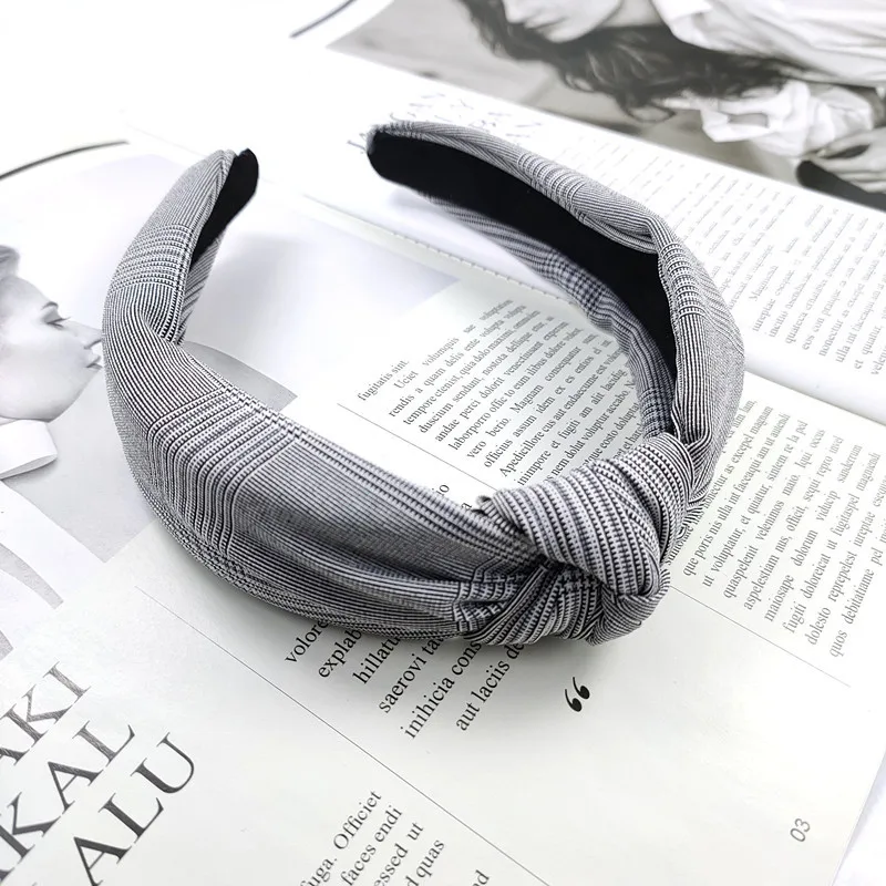 Повязка на голову с широким ободком и узелком гусиные лапки для женщин тюрбан в