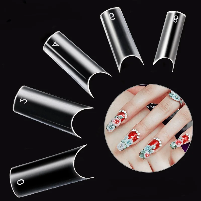 

500P/bagFake Nails Square Tips Nail Art C Tips French Acrylic Curve False Nails for Gel Polish N004 coffin nails