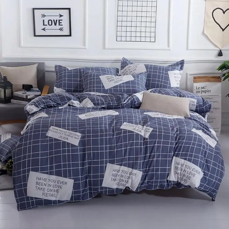 

Black white Grey Classic bedding set striped duvet cover white bed linen set Geometric flat sheet set queen bed set Fashion new