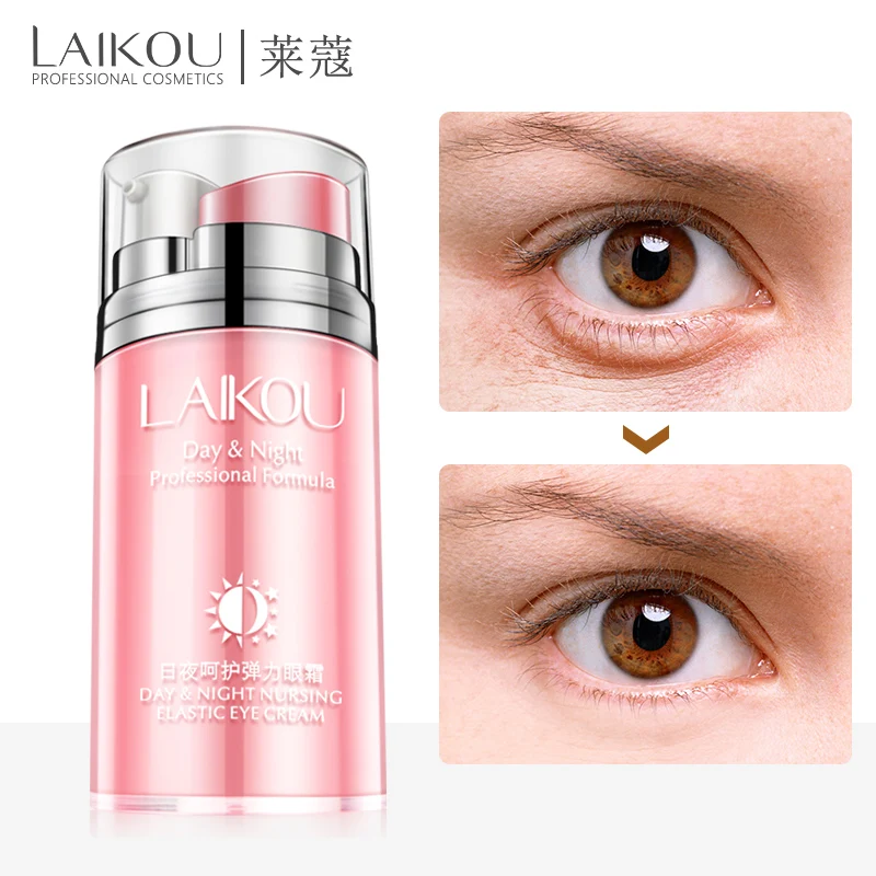 

LAIKOU Day&Night Nursing Elastic Eyecream 20g free shipping Rose Essential Oil Moisturizing Night Cream to black eye fine lines