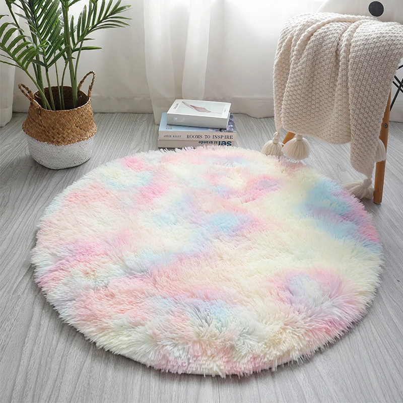 

Plush Round Carpet Super Soft Non Slip Fluffy Good Water Absorption Round Rug for Bedroom Sofa Coffee Table Cushion LBE