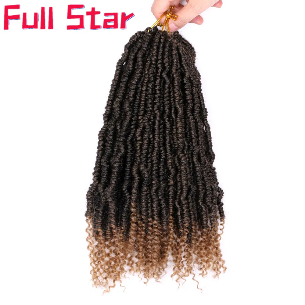 

Full Star Pre Twisted Passion Twist 12" Synthetic Twists Crochet Hair Long Ombre Braids Crotchet Braid Fluffy Braiding black