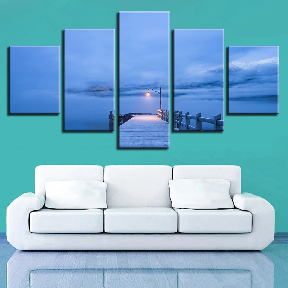 Пейзаж небо облако звезда горная река воздушный шар 5 шт. настенные картины для