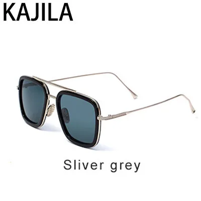Sliver Gray Lentes Tony Stark Солнцезащитные очки Мужские брендовые дизайнерские ретро квадратные стимпанк Железный человек солнцезащитные очки для женщин UV400 очки - Цвет линз: Sliver Gray