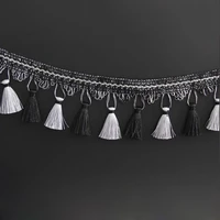 luxury black 6m curtain tassel polyester silk fringe trim lace fabric and fringe for curtains diy decorative trimming