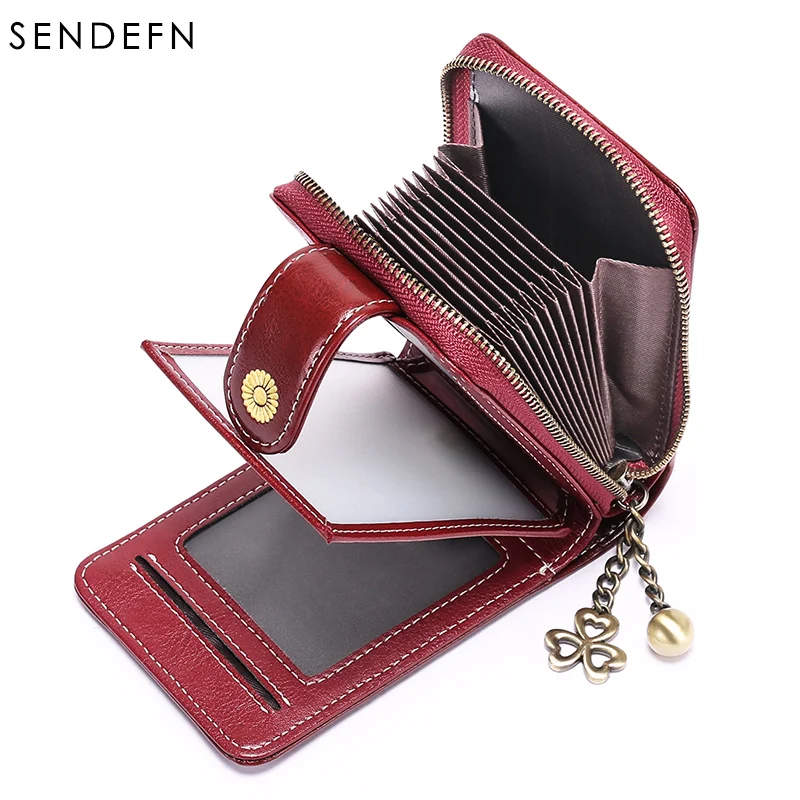 Кошелек из натуральной кожи тройной складной женский держатель для карт с