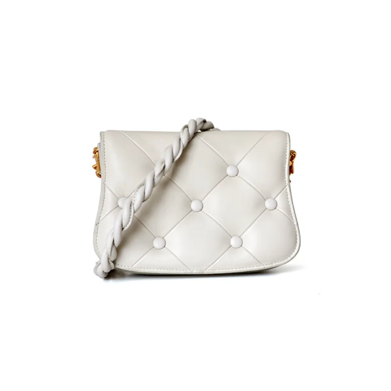 Новинка 2020 роскошная сумка - седло из натуральной кожи на кнопках с плетеными