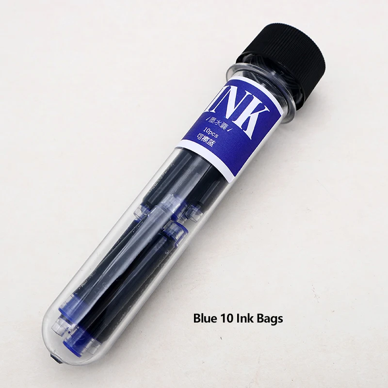 Blue 10 Ink Bags Японский Платиновый маленький метеоритный отток восьмиугольный Анти-прокатки ручка Полюс PQ-200 детская ручка студентов - Цвет: Blue 10 Ink Bags