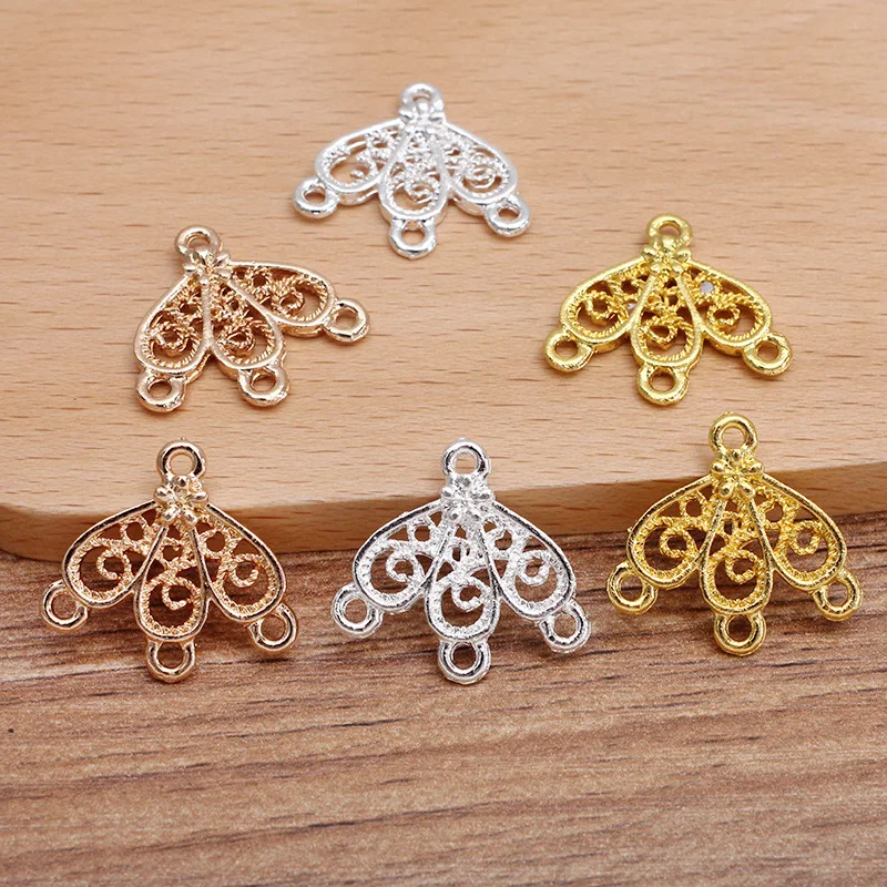 

10pcs/lot 21mm*22mm New Gold Alloy Pendant Buttons Symmetrical Bridal Hair Necklaces Jewelry Clothing Bags Shoes Accessories