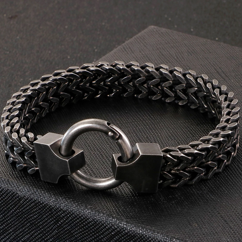 Двухслойный мужской браслет из нержавеющей стали в виде рыбьей чешуи длиной 23 см