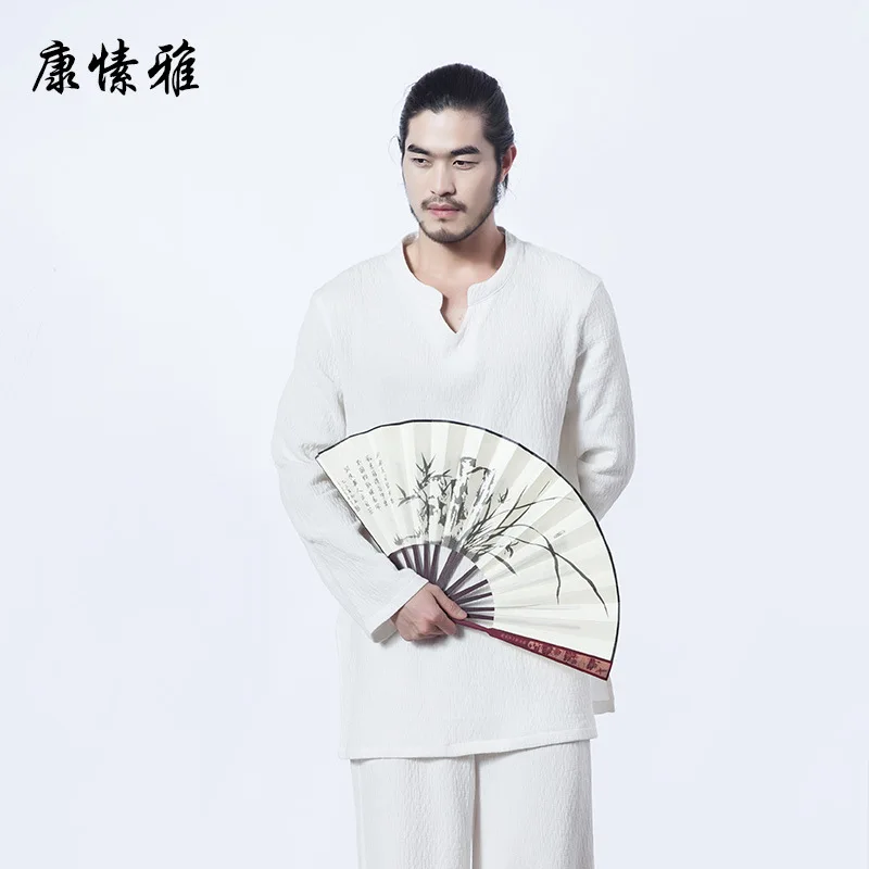 Мужской комплект для йоги униформа медитации Тай Чи хлопковые льняные свободные