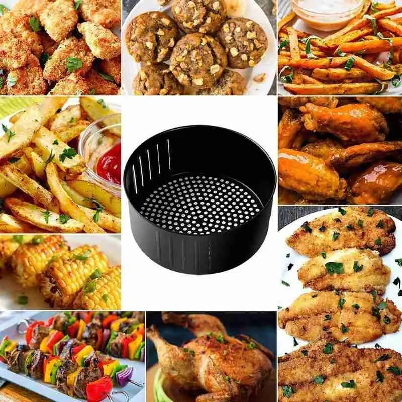

2.6/3.5L Non-stick Air Fryer Basket Drain The Basket Pan Basket Oil Fryer Non-stick Frying Iron Drain Air Basket Food Cast Z6O2
