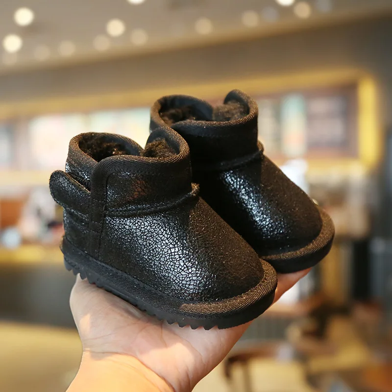 Зимние ботинки для малышей 2019 г. маленьких девочек и мальчиков теплые уличные с