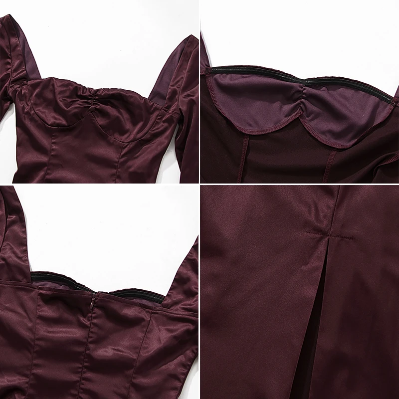 

Townlike 2020 Satin Autumn Winter Dress Elegant Long Sleeve Long Dress Split Strapless Backless Sexy Party Dresses Vestidos
