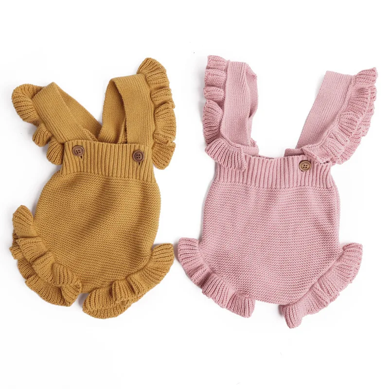 

Baby Girls Ruffle Jumpsuit Autumn Girl Clothes Kids knitted Romper Infant Newborn Baby Cardigan Boys Sweater For Girls