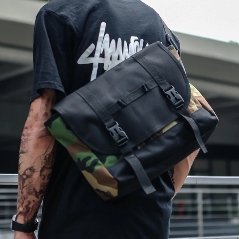

camouflage stiletto bag men's fashion trend street one-shoulder slant cross-bag personality street outdoor youth postman bag