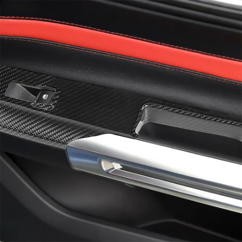 

Carbon Fiber Car Accessories Interior Window Lift Panel Decoration Protective Cover Trim Stickers For Ford Mustang 2014-2018