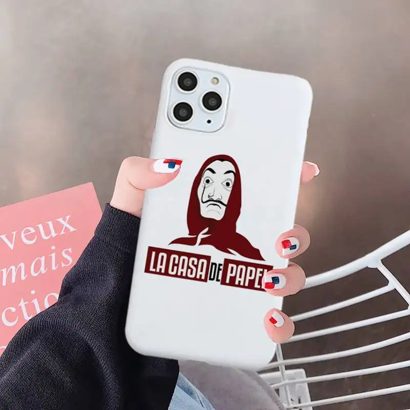 

Spain TV Money Heist House Paper Phone Case White Candy Color for iPhone 6 7 8 11 12 s mini pro X XS XR MAX Plus