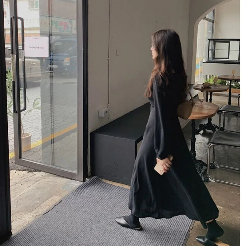 

Plus Size Women Dress Oversize Long Sleeve Spring Autumn Long Dress Vintage Female Robe Party Korean Ladies Vestido Boho Dresses