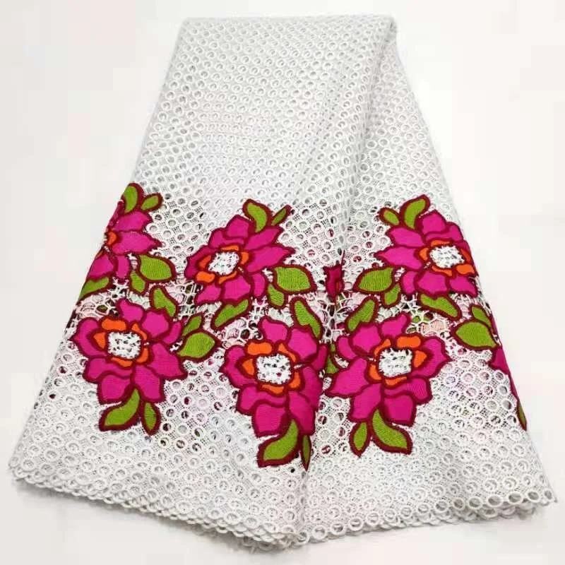 Белый розовый Африканский гипюр шнур кружевная ткань высококачественные