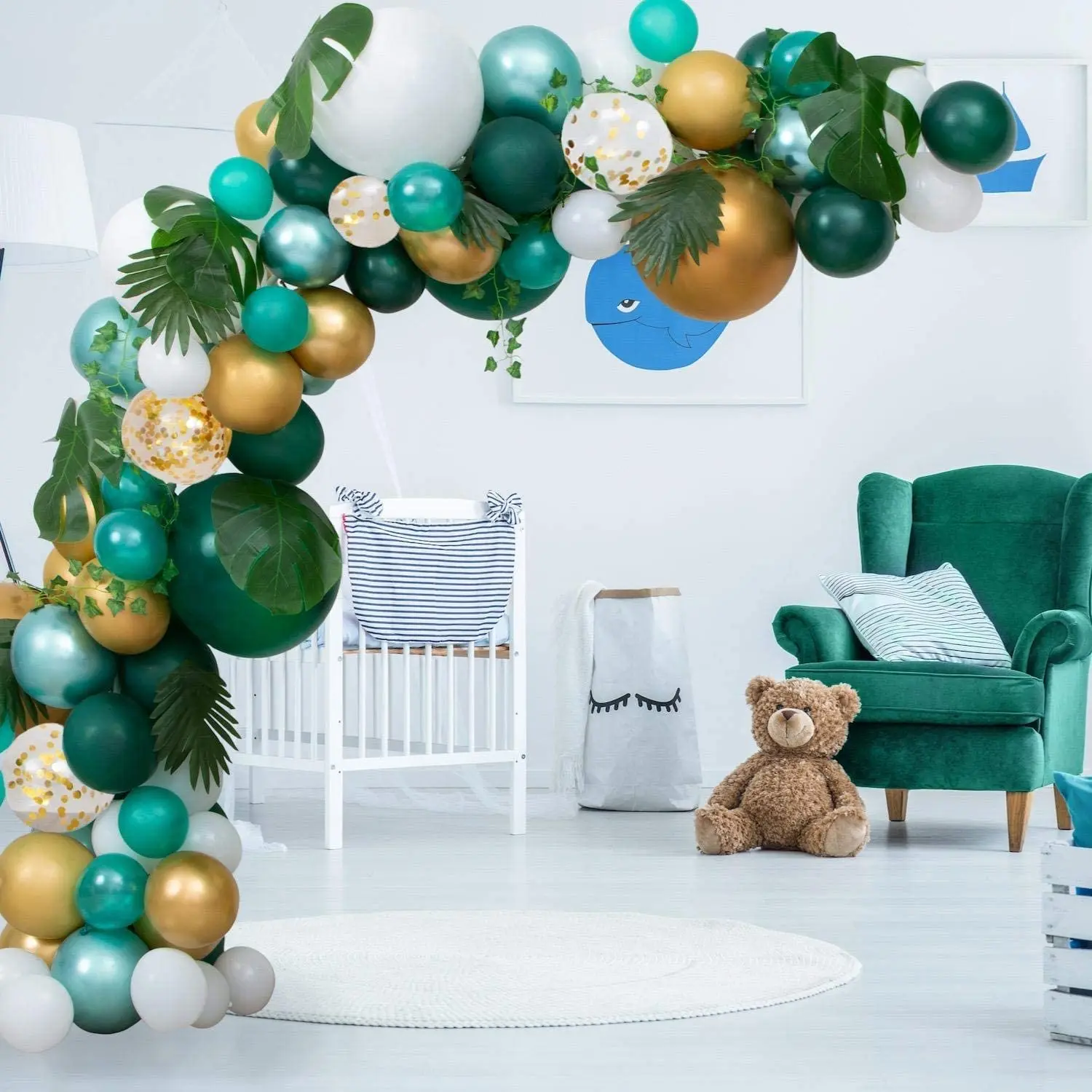 

120pcs Safari Jungle Theme Party Supplies Balloon Arch Kit Decorations Green Gold Balloons Baby Shower Birthday Party