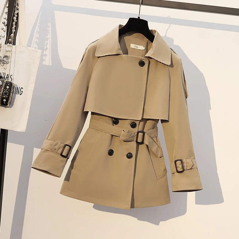 

JMPRS Large Size Women Trench Fashion Double Breasted Spring Korean Belt Ladies Coats England Style Long Sleeve Designer Clothes