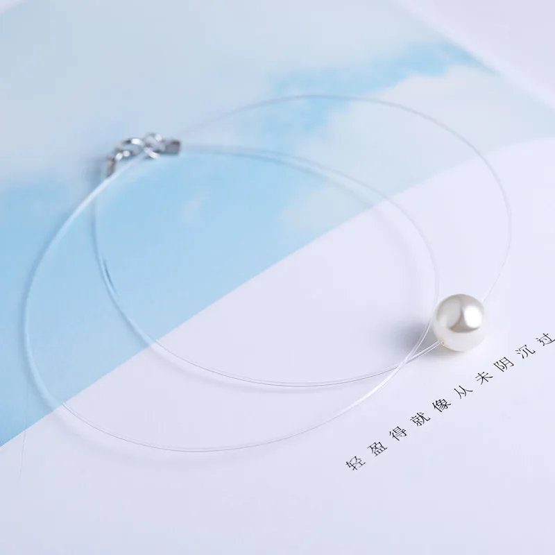 Новинка 925 Серебряное прозрачное ожерелье лески прозрачный циркон кулон