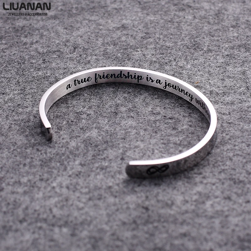 

Stainless Steel Bangle Bracelet Jewelry Gift for Friend Jewelry A True Friendship Is A Journey Without An End Engraved Quote