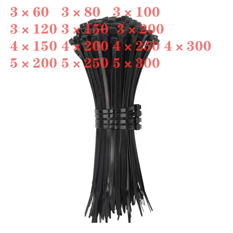 

100 шт., пластиковые нейлоновые самоблокирующиеся стяжки, 3x200, 5x300