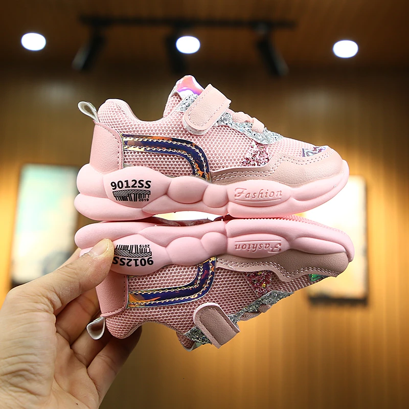 Детские кроссовки с блестками износостойкие повседневные вентилируемые для