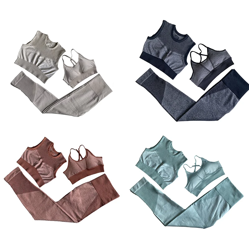 

NEW Women Sportwear Yoga Suit Tracksuits Women's Mesh Leggings For Fitness Yoga Set Gym Clothing 2/3 Pcs/set 4 Colors