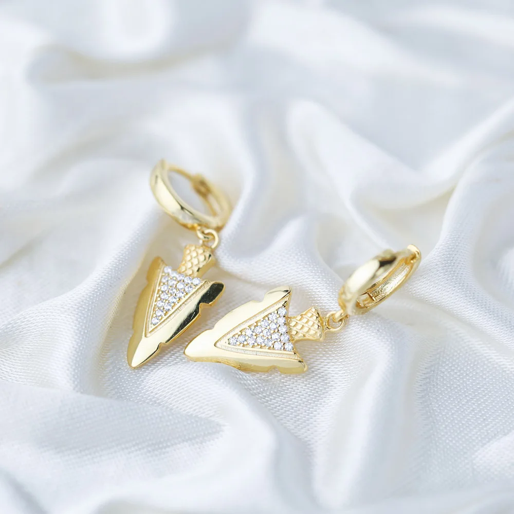 

Silver Pointed Design Earring Sibgle Arrow Shape Earring Turkish Handmade 925 Sterling Silver Earrings SPENTA Jewelry